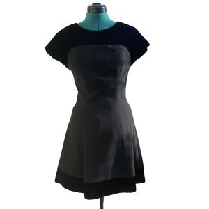 Vintage Ann Tjan for Kenar dress black 100% wool with velvet trim size 4